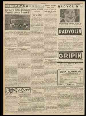  CUMHURİYET 4 Mayıs 1938 Bursaya seyyah celbi için RADYOLiN'in Yalmz bir tUb kullandıktan sonra aynaya bakınız. Ingiltere Kral