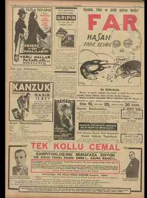  10 CUMHURÎYET 7 Mayıs 1938 FAZU DOLAfMA Yenl Kumaşlar Yenl Çeşltler Yenl Fiatlar Nezle hastalıklann kara habercisidir....