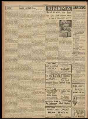  CUMHURİYET 8 Mayıs 1938 Küçük j hikâye j • Ayın anlattıkları Peride Celâl RADYO Mes'ud bir artist: irene Dunne Bu aksamki...