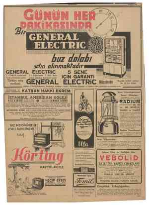  12 CUMHURİYET 9 T#> 1938 GENERAL ELECTRİC 1 Elektrik cereyanını % 60 nisbetinde azaltır. safın almmaktadır |f*SK| II^IIH I
