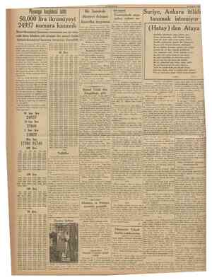  CUMHURtYET 13 Temmuz 1938 Piyango keşidesi bitti 50,000 lîra ikramiyeyi 24937 numara kazandı İkinci ikramiyeyi kazanan...