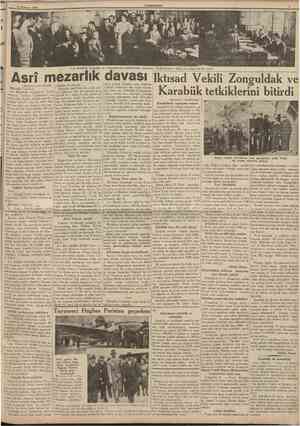  16 Temmuz 1938 CUMHURÎYET Asrî mezarlık davası Iktısad Vekili Zonguldak ve IBaştarafı 1 inci sahlfedel Vali Muhiddin Üstündağ
