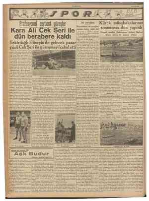  CIJMHURtYET 8 Ağustos 1938 Tekirdağlı Hüseyin de gelecek pazar günü Cek Şeri ile güreşmeyi kabul etti Dördüncü Istanbul...