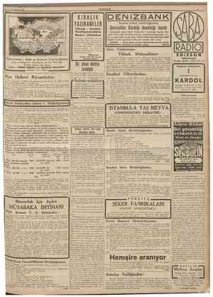  13 Ağustos 1938 CUMHURÎYET I KİRALIK DENİZBANK Jstanbul şubesi müdürlüğünden YAZIHANELER Tüccar Avukat Komisyoncuların Nazarı