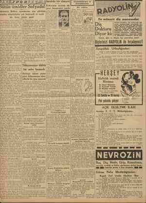  CUMHURİYET 21 Eylul 1938 Bütün ümidler Sofyada! Dokuzuncu Balkan oyunlarının son gününde yapılan müsabakalar çok heyecanlı ve