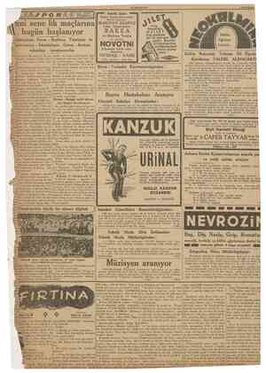  CUMHURİYET 2 Birinciteşrin 1938 PO DDU Viyana Konservatuarından : Meşhur muganniye Hakikî Zafer Yeni sene lik maçlarma bugün
