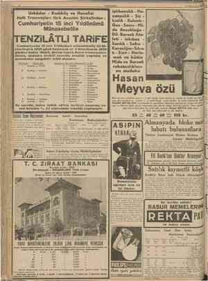  10 CUMHUR1VET 23 Birinciteşrin 1938 Uskiîdar Kadıköy ve Havalisi Halk Tramvayları tiirk Anonim Şirketinden: Cumhuriyetin 15