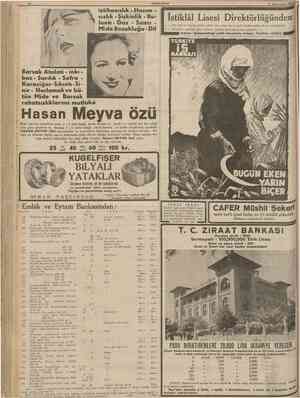  10 CUMHURİYET 30 Birîncitesrin 1938 iştihasızlık Hazım sızlılcŞişlcinlik BUlantı Gaz Sancı Mide Bozukluğu Dil îstiklâl Lisesi