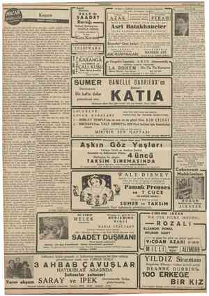  CUMHURİYET 1 14 Birincikânun 1938 SÜMER ve TAKSİM sinemalannın en seçme filimlerini her hafta muntazaman gösteren: Şehrimizin