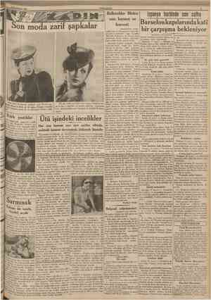  22 İkincikânun 1939 CUMHURÎYET Son moda zarif şapkalar •MvvyCT Balkanlılar Blokunun kıymet ve kuvveti IBaşmakaleden devam}