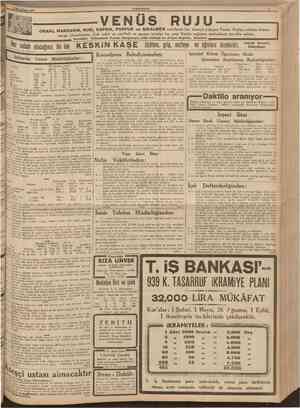  30 tkincikânun 1939 CUMHURİYET 11 ORANJ, MANDARİN, RUBİ, KAPSİN, PURPUR v e SİKALMEN renklerde her simaya yak.şan Venüs...