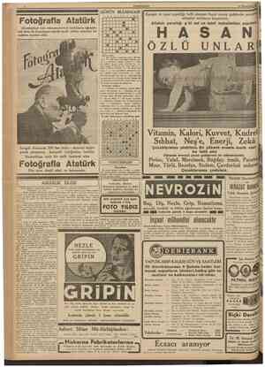  CUMHURİYET 30 Ikincikânun 1939 GÜNÜN BULMACAS1 Fotoğrafla Atatürk «Cumhuriyet tabı müesseselerinde haf talarca uğraşılarak