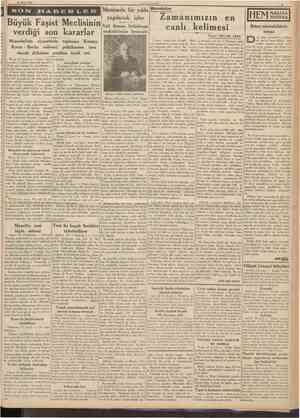  23 Mart 1939 CUMHURtYET Büyük Faşist Meclisinin Vali Osman Şahinbaşın verdiği son kararlar muhabirimize beyanatı...