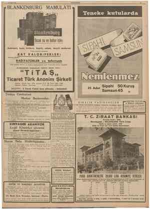  27 Mart 1939 CüMBTÜRtTET 11 BLANKENBURG MAMULATI Teneke kutularda Sıcak su ve butıar için: Antrasit, kok, briket, linyit,...