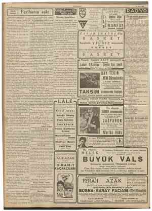 CUMHURtYET 29 Mart 1939 HALK OPERETl Küçük Hikâye Ferihanın aşkı Mevsim hazırlıkları Bu akşam 9 da ZOZO DALMASLA Macar Baleti