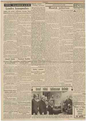  8 Nisan 1939 CUMHURtYET Hâdiseier arasınaa «Türklük» mecmuası DUSUNCELER Londra konuşmaları İngiliz Leh yardım muahedesi,...