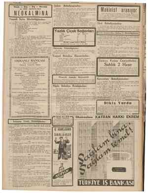  10 Nisan 1939 Nezle Baş ve N E OK A L l 1i N A Diş Nevralji bUtUn ağrılarına karsı CÜMHUBİYET 11 Şuhııt Belediyesi nden:...
