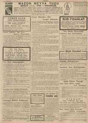  25 Nisan 1939 CUMHURÎYET 11 10.000 LERÇE KISI MEMHUNirETtf İNKIBAZI defeder, MİDE ve BARSAKLARI AZON MEYVA TUZU I TUZU Askerî