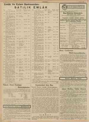  10 CUMHURtYET 5 Haziran 1939 Emlâk Ve Eytam Bankasından: SATILIK Kıymeti 618, Nev'i Arsa 123,51 M 2 EMLÂK Y E R İ Kıymeti...