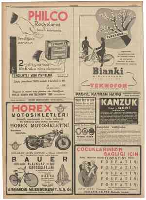  riTMTTURtYET 12 Hazîran 1939 PHILCO •Radyolarını edensemz: d Vepdıgınız papanın Eğlenceli tenezzühlerinizi en yüksek marka ve