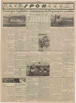  CUMHURtYET 19 Haziran 1939 Demirspor Ingilizleri Galatasaray da Doğansporu yendiler Millî küme maçlarında puvan vaziyeti Mag