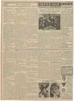  CUMHURİYET 21 Haziran 1939 KUçük hlkâye Dünkii kısmın hulâsası: Kadın sevilmek ister Şerif Hulusi II RADYO 193940 meysimi...