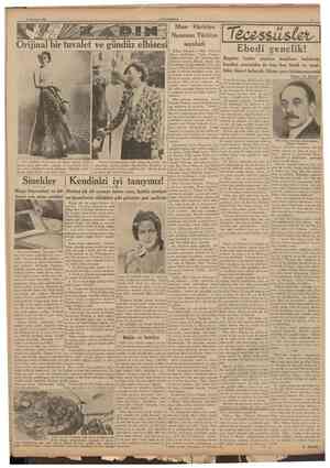  26 Hazîran 1939 CUMHURIYET Orijinal bir tuvalet ve gündüz elbisesi Mısır Hariciye Nazırmın Türkiye seyahati înce yünlüden...