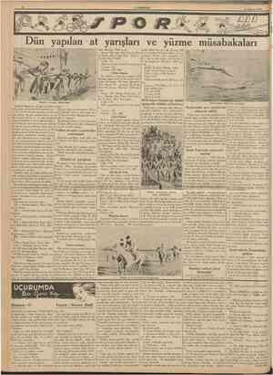  CUMHUKİYET 14 Afustos 1939 Dîn yapılan at yarışları ve yüzme müsabakaları Göksu koşusu Üçüncü: Kaya (Atıf Esenyel). İki...
