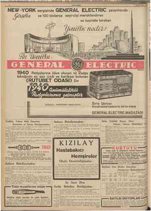  10 CtnVTHURtTET 27 Afustos 1939 NEW YORK sergisinde GENERAL ELECTRIC pavyonunda ve 100 binlerce seyirciyi meraklandıran ve