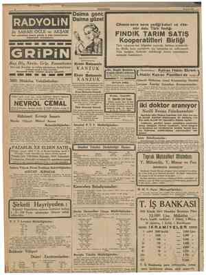  CUMHURİYET 29 Eylul 1939 RADYOLNK Her Daima genc aima güzel ile SABAH ÖĞLE ve AKŞAM yemekten sonra günde 3 defa muntazaman