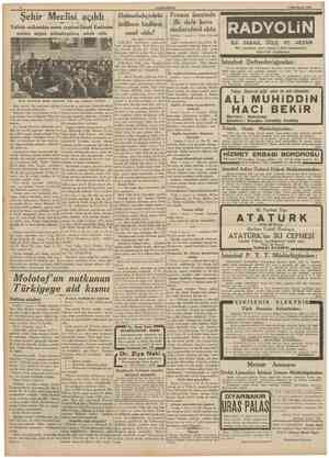  CUMHURÎYET 2 fklnciteşrin 1939 Şehir Meclisi açıldı Valinin nutkundan sonra yapılan Daimî Encümen azaları seçimi münakaşalara