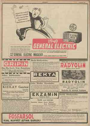  CUMHURÎYET 9 tkincitesrin 1939 • * • * NEVVYORK BELEOİYE elektrik idaresi birinc! sınıf muhtelif marka radyoları arasında...