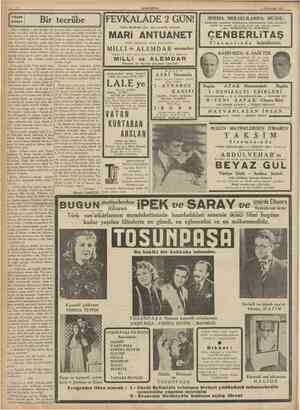  CUMHURÎYE1 11 tkincitesrin 1939 Küçük hikâye Bir tecrübe nsı genc çehre, kongre huzuruna çıktı. İh tiyar kadının yüzü cidden