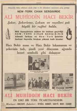  CUMHURİYET 4 Mart 1940 Dünyadaki bütün milletlerin iştirak ettiği ve yüz milyonlarca ziyaretcinin gezip gördüğü NEVVYORK...