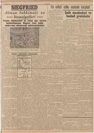  14 Mart 1940 CUMHURtYET Alman tahkimatı ve = hususiyetleri = Fransız teknisyenleri bu hattın ağır topların Meclis muahedeyi
