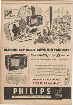  CUMHURİYET 22 Nisan 1940 INAMILIR SEY DECİL ANNA BİR HAKİKAT / TaksitlejTOpeşin 99lira ile herkeş bu mukemmel ahizeye sahip