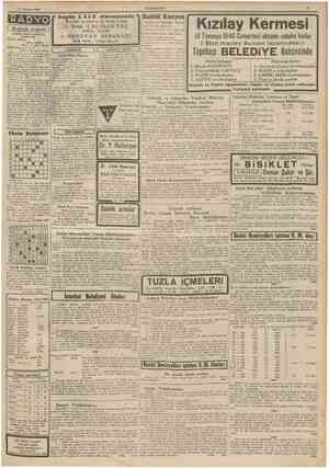  11 Temmuz Î940 CUMHURİYET l RADYO f Bugünkü program ) Bugttn LALE sinemasında ' Mevsimin en güzel ve en büyük 2 filmi Satıhk