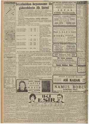  CUMHURIYET 23 Nisan 1941 BULMACA 2 3 6 7 8 9 1 1 • • • • • • • İstanbuldan beyanname ile •1 • gidecekleriıt ilk listesi I I