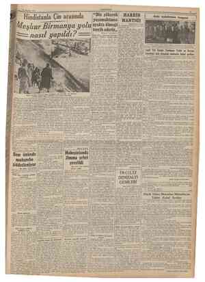  16 Haziran 1941 CUMKURÎYF1 Hindistanla Çin arasmda Meşhur Birmanya nasıl yapıldı ? "Diz çökerek HARBIN yaşamaktansa MANTIGI