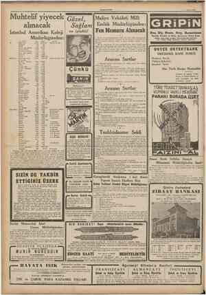  CUMHURIYET 10 Tiiunuz 1941 Istanbul Amerikan Koleji ve iştahlı! Müdürlüğünden: C I NS I Azı Çoğu Teslimat , Sığır (but)...