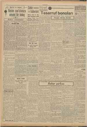  Sehir Resim san'atımıza haberleri Tasarruf bonoları umumî bir bakış San'at ve hayat CUMHURÎYET 1 Ağustos 1941 Iktısadî...