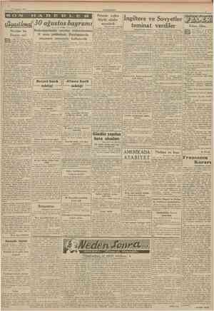  14 Ağustos 1941 CUMHURİYET SON (Baştarafı 1 inci sahifede) Amerikan gazeteleri ciddî surette şu (Baştarafı 1 inci sahifede)