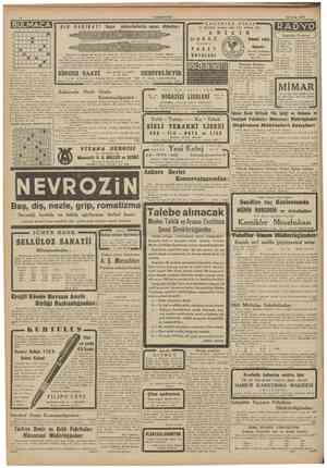  CUMHURİYET 19 Eylul 1941 BULMACA • • • • • • • • • • BİR HAKİKAT! Sayın müşterilerimizin nazarı dikkatine? GAUTHIER EV...