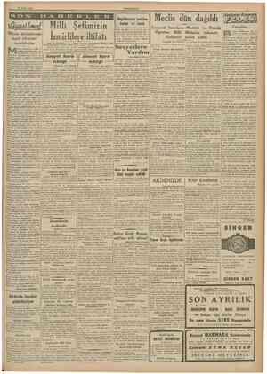  23 Eylul 1941 CUMHURIYET İzmir 22 (Telefonla) Fuarın kapanışı münasebetile Belediye Reisi tarafından çekilen telgrafa Millî