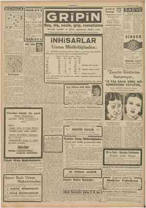  4 CUMHURIYET 2 BJrincîteşrîn 1 9 4 1 BULMACA MODEVA 1 «t n n (5 1 l 2 3 4 6 f 7 • • • • • • • • • Avrupa seyahatinden avdetle