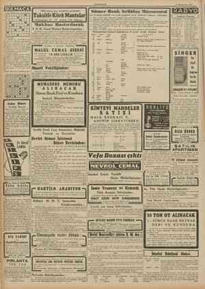  CUMHURİYET 9 Birincfte?rm 1941 BULMACA 1 1 2 S 4 6 6 1 % 2 3 4 5 6 7 8 9 • • • • • • ITaksitle Kürk Mantolar Mahmudpaşa No.