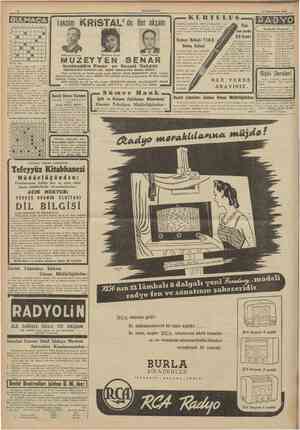  CUMHURIYET 31 Birinciteşrin 1 9 4 1 BULMACA 1 1 1 2 3 4 5 7 o 1 • Taksim K R i S T A L ' de Her akşam KURTULUŞ Doktorlar,...