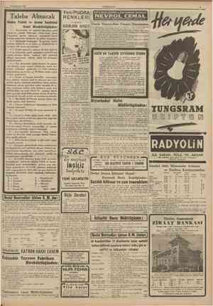  10 Ikincîteşrin 1941 CUMHURlYET Talebe Alınacak Maden Tetkik ve Arama Enstitüsü Genel Direktörlüğunden: 1 Madenciliğe aid...