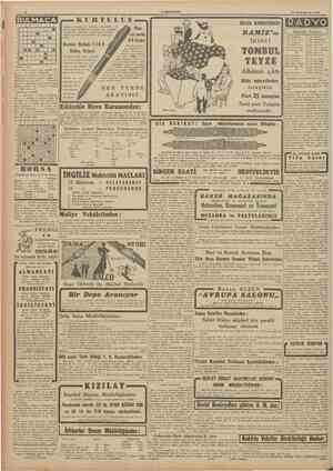  CUMHURİYET 11 Birincikânun 1941 BULMACA 1 2 3 4 5 0 1 0 » KURTULUŞ Doktorlar, bankacılar, kâtibler, rnühendisler, velhasıl