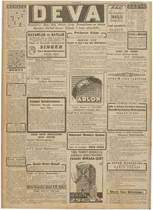 CUMHURİYET 25 Birincikânun 1941 BULMACA 3 4 8 9 •• • • 1 1 1 • •1 1 • • • • • • • C laduc&ıH Kaşeleri: Baş, Diş, Nezle, Grip,